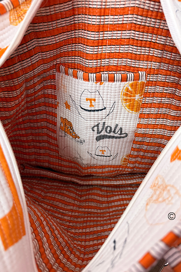 Tennessee Volunteers Quilted Tote Bag | Orange & White Game Day Purse | Vols Stadium Tote | Cute SEC Football Bag