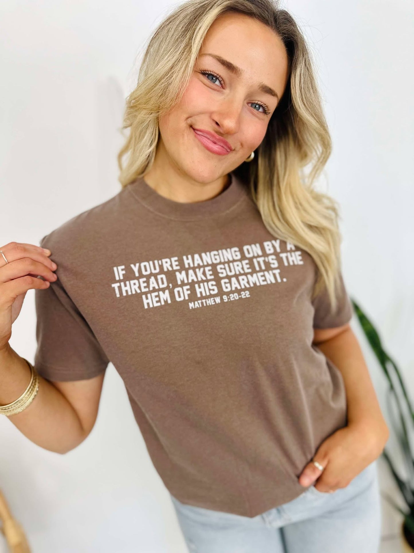 Matthew 9:20–22 Scripture Tee | Faith-Based Christian Graphic T-Shirt | Inspirational Bible Verse Boutique Top