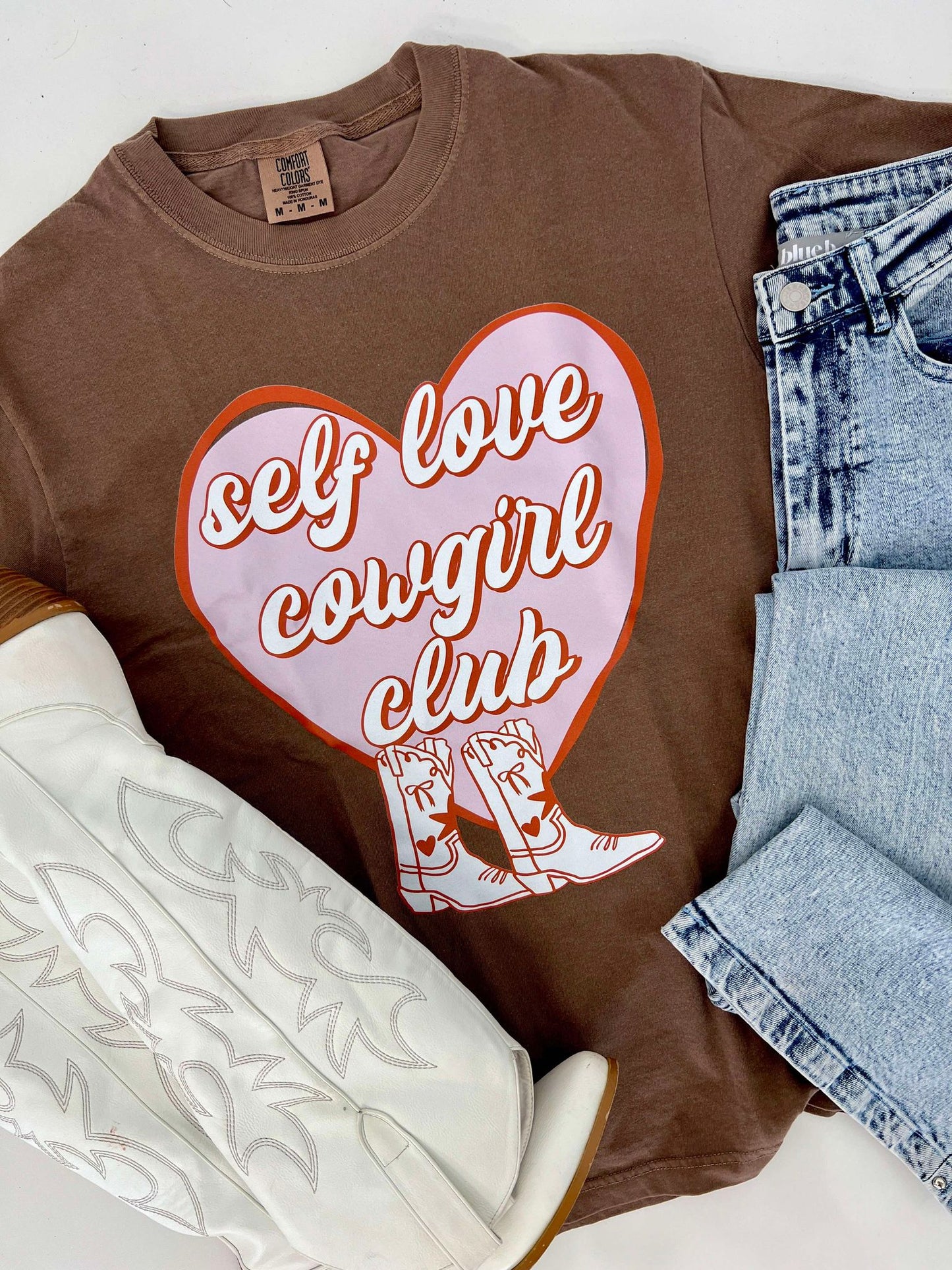 Self Love Cowgirl Club Graphic Tee | Western Boutique T-Shirt for Women | Vintage Cowgirl Statement Top