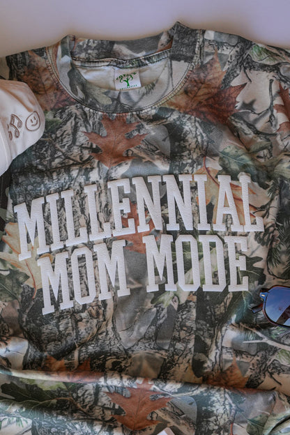Millennial Mom Mode Camo Graphic Tee – Funny Hunting & Country Mom T-Shirt